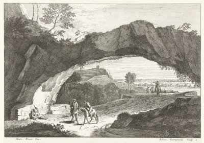 Paesaggio con ponte di pietra e alcune figure da Giuliano Giampiccoli