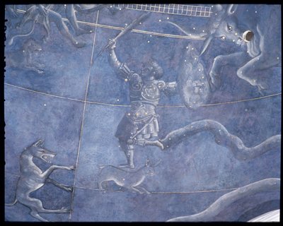 Il percorso del Sole attraverso le stelle nella notte del 4 luglio 1442, dettaglio di Orione e Toro, dal soffitto sopra l