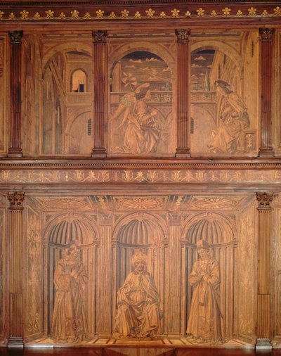 Armadi post-restauro nella Sacrestia Nord (Sacrestia delle Messe) raffiguranti l