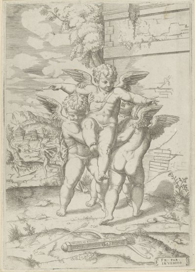 Amore e tre putti da Giulio Bonasone (attributed to)