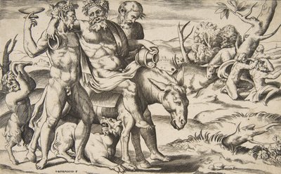 Un Sileno Ubriaco che Cavalca un Asino Sostenuto da Satiri da Giulio Bonasone