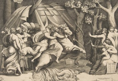 Clelia a cavallo che attraversa il Tevere, ca. 1540-60 da Giulio Bonasone