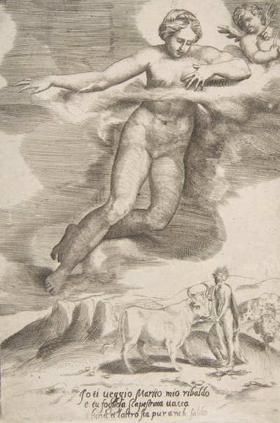 Giunone osserva Giove e Io, da Gli Amori degli Dei da Giulio Bonasone