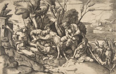 Giove allattato dalla capra Amaltea, 1531-76 da Giulio Bonasone