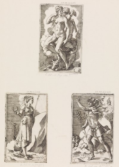 Mercurio, da Pianeti, tavola 6, 1530-70 da Giulio Bonasone