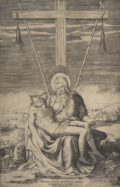 Pietà sotto la Croce del Golgota da Giulio Bonasone