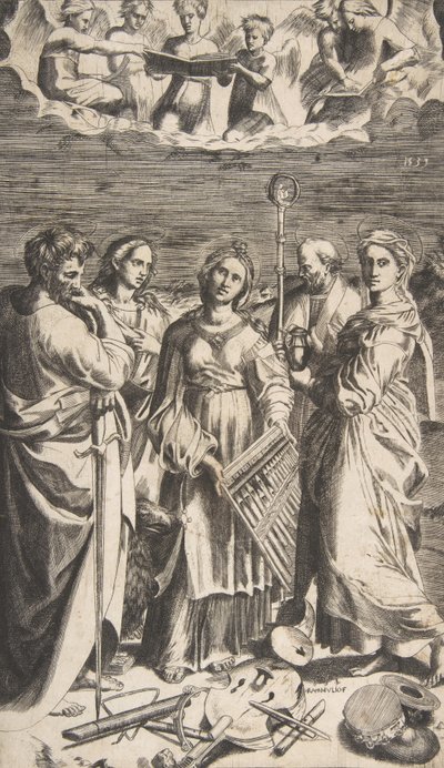 Santa Cecilia al centro accompagnata da San Paolo, la Maddalena, San Giovanni da Giulio Bonasone