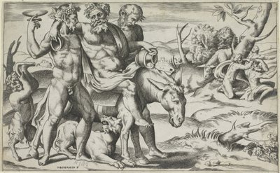 Silenus che cavalca un asino da Giulio Bonasone