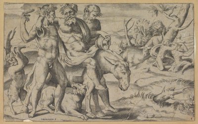 Silenus che cavalca un asino da Giulio Bonasone