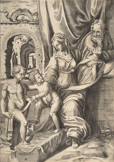 La Sacra Famiglia e il bambino Giovanni Battista da Giulio Bonasone