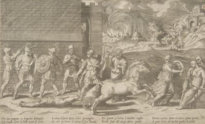 Il combattimento di Ettore e Achille, e Achille che trascina il corpo di Ettore da Giulio Bonasone