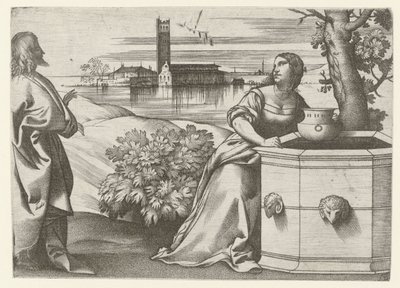 Cristo in conversazione con la Samaritana al pozzo da Giulio Campagnola