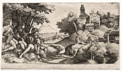 Pastori in un paesaggio, c. 1517 da Giulio Campagnola