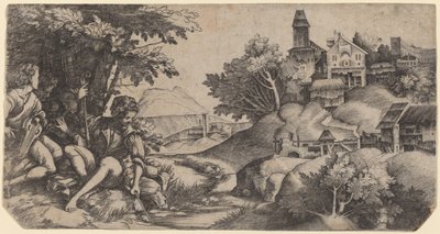 Pastori in un paesaggio da Giulio Campagnola and Domenico Campagnola