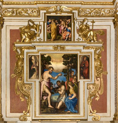 Cappella della Madonna del Popolo, Prima campata lato sud, Giulio Campi, Battesimo di Cristo 1569, Ai lati Sant
