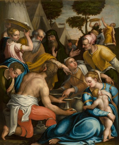 Cappella del SS Sacramento, prima campata lato nord, Raccolta della manna 1569 da Giulio Campi