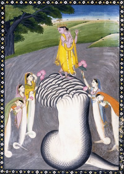 Krishna che doma il serpente a più teste (c.1790) da Giulio Carlini