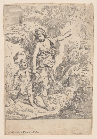 Un angelo custode che cammina mano nella mano con un bambino, 1640-60 da Giulio Carpioni
