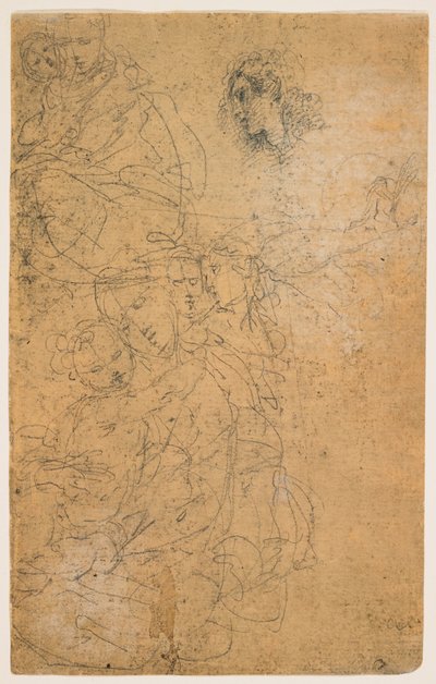 Studien der Madonna mit Kind (recto); Kniende Jungfrau (verso) da Giulio Cesare Procaccini