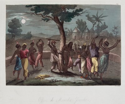 Ufficio di Monbo Jombo (Monbo-Jombo) una notte di luna in Senegambia - in "Il costume antico e moderno" di Ferrario, ed. Milano da Giulio Ferrario