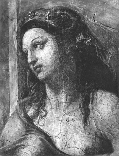 Clemenza, una delle due Virtù che circondano Papa San Clemente I (1-97) Stanze di Raffaello (dettaglio) da Giulio Romano