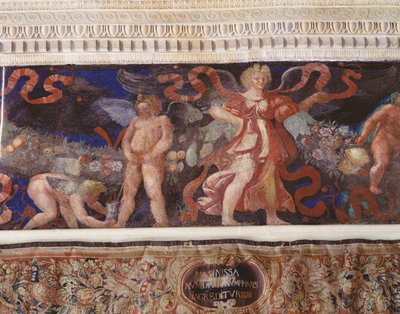Fregio dalla Camera con Fregio di Amorini (dettaglio di un amorino che urina in una brocca, 1520s) da Giulio Romano