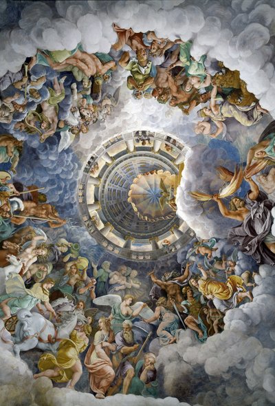 Vista generale del soffitto della Sala dei Giganti, Mantova (Palazzo del Te, Mantova): gli Dei dell