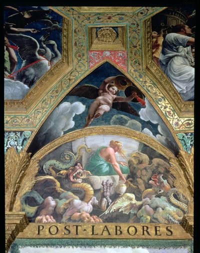 Lunetta raffigurante Psiche che affronta una prova impostale da Venere da Giulio Romano