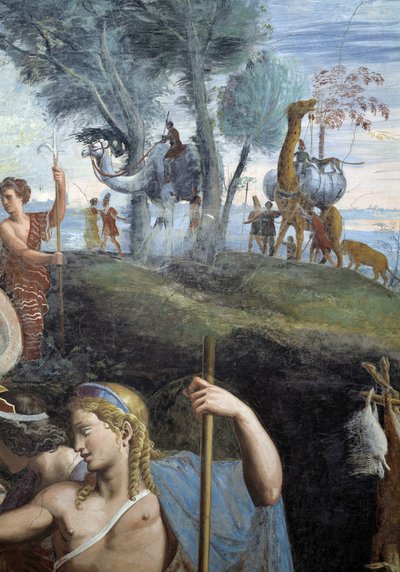 Banchetto nobile (parete sud), dettaglio: cammelli e giraffa da Giulio Romano