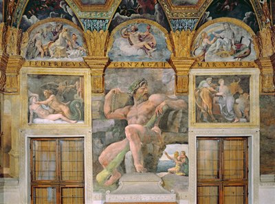 Olimpia sedotta da Giove, Polifemo che sorveglia Aci e Galatea, Pasifae che entra nella mucca costruita da Dedalo, dalla Sala di Amore e Psiche da Giulio Romano