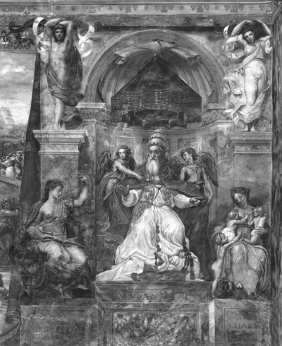 Papa Urbano I (m.230) tra Giustizia e Carità, Stanze di Raffaello da Giulio Romano