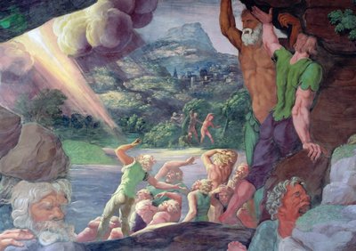 Sala dei Giganti (dettaglio della distruzione dei giganti da parte dei fulmini di Giove) da Giulio Romano