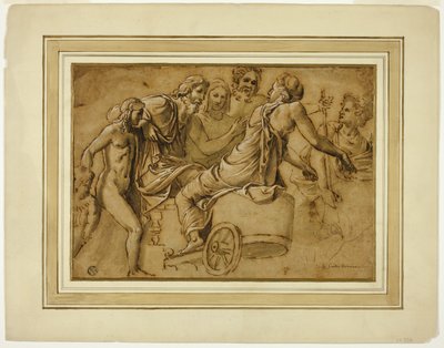 Studio per Venere che chiede a Giove i servizi di Mercurio come araldo da Giulio Romano