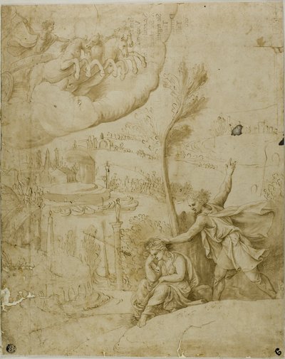Studio per il presagio della futura grandezza di Augusto: Porzione sinistra da Giulio Romano