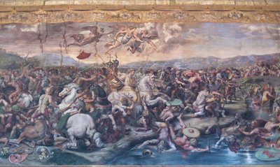 La Battaglia di Ponte Milvio, nella Stanza di Costantino, Stanze di Raffaello, c.1520-24 da Giulio Romano