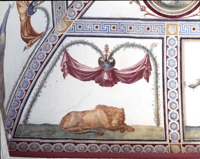 La Camera con Fregio di Amorini (dettaglio di un leone dormiente, 1520s) da Giulio Romano