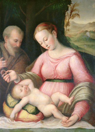 La Sacra Famiglia in un paesaggio montuoso da Giulio Romano
