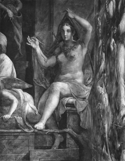 Verità, una delle due Virtù che circondano Papa San Leone I il Grande (c.390-461) Stanze di Raffaello (dettaglio) da Giulio Romano