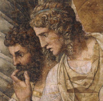 Due Uomini, Mezzo Busto, Guardando in Basso: un Cartone per un Arazzo da Giulio Romano