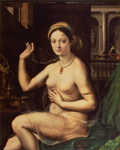 Donna con uno specchio da Giulio Romano