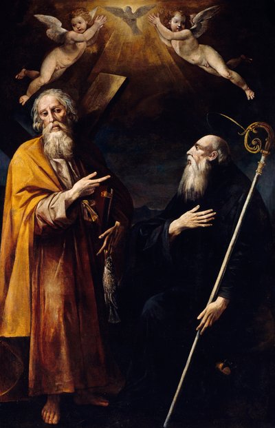 Santi Andrea e Benedetto con lo Spirito Santo sopra di loro e due putti adoranti da Giuseppe Cesari