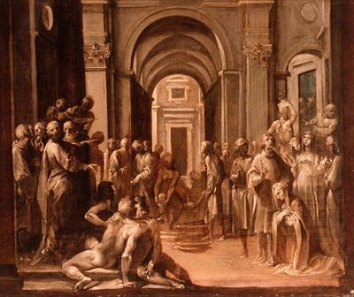 San Lorenzo tra i poveri e i malati, modello per un affresco da Giuseppe Cesari