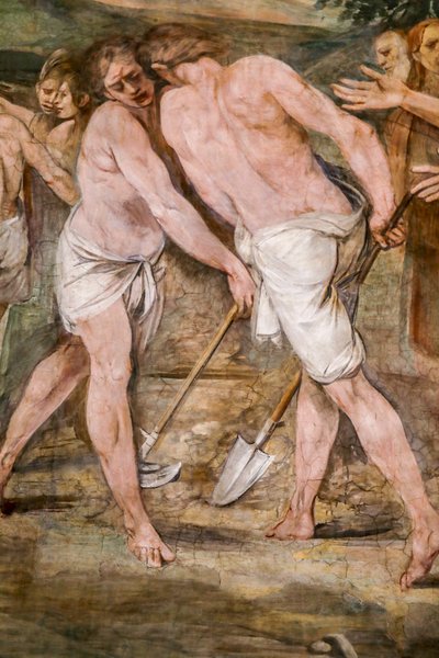 Romolo traccia il confine intorno alla futura città di Roma (dettaglio) da Giuseppe Cesari