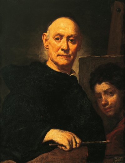 Autoritratto mentre dipinge da Giuseppe  Ghislandi