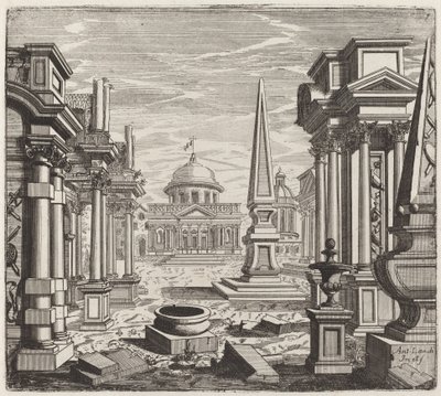 Fantasia Architettonica con Obelischi, Rovine e una Piazza da Giuseppe Antonio Landi