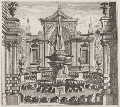 Giardino fantastico con fontana e padiglione da Giuseppe Antonio Landi