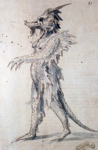Disegno di costume per un costume da drago da Giuseppe Arcimboldi