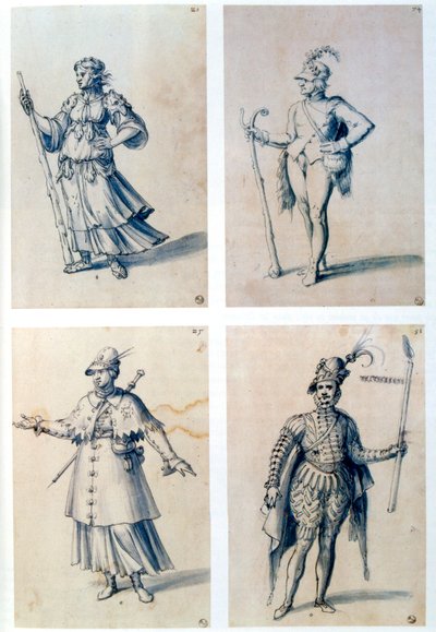 Disegni di costumi per personaggi allegorici, XVI secolo da Giuseppe Arcimboldi