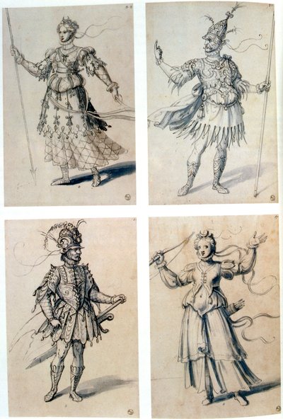 Disegni di costumi per divinità classiche, XVI secolo da Giuseppe Arcimboldi