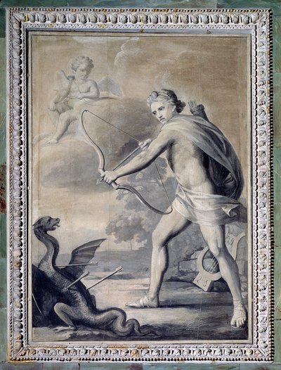 Apollo uccide il serpente Pitone (disegno monocromatico) da Giuseppe Bacigalupo